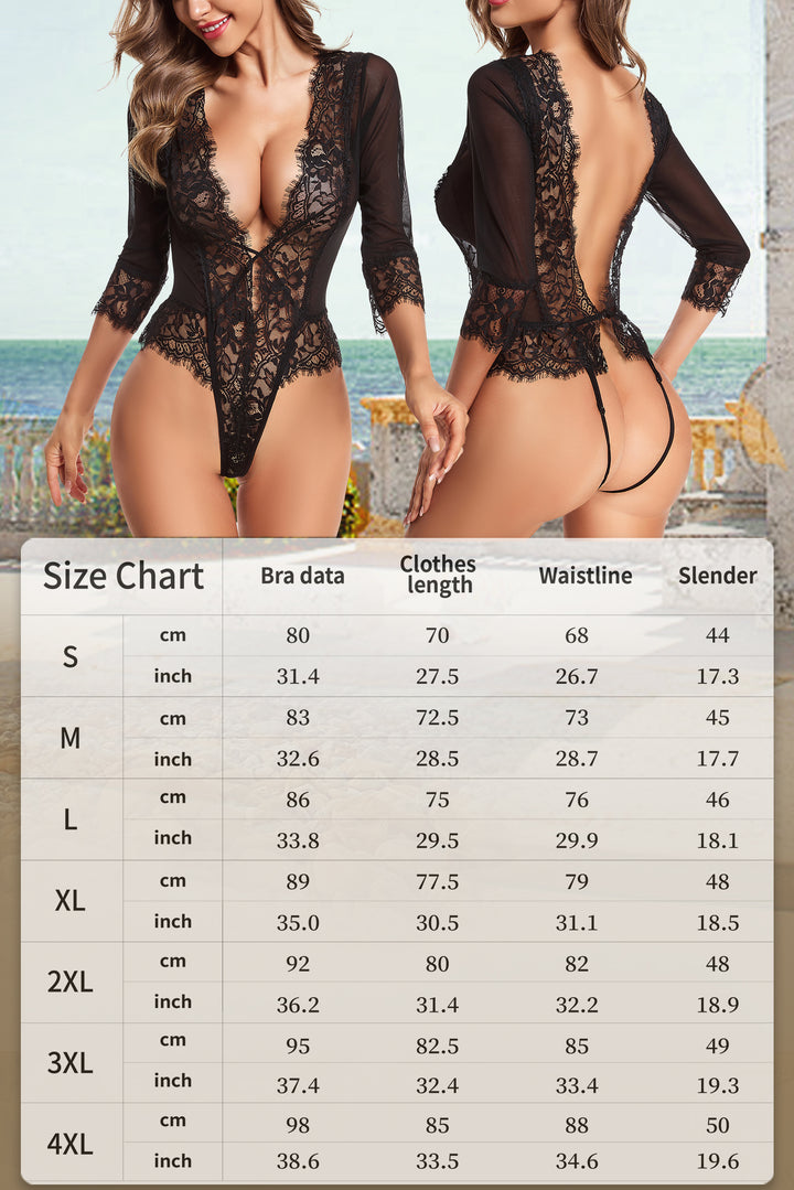 ADSEXY Sexy Lace Teddy Lingerie for Women One Piece See Through Bodysuit