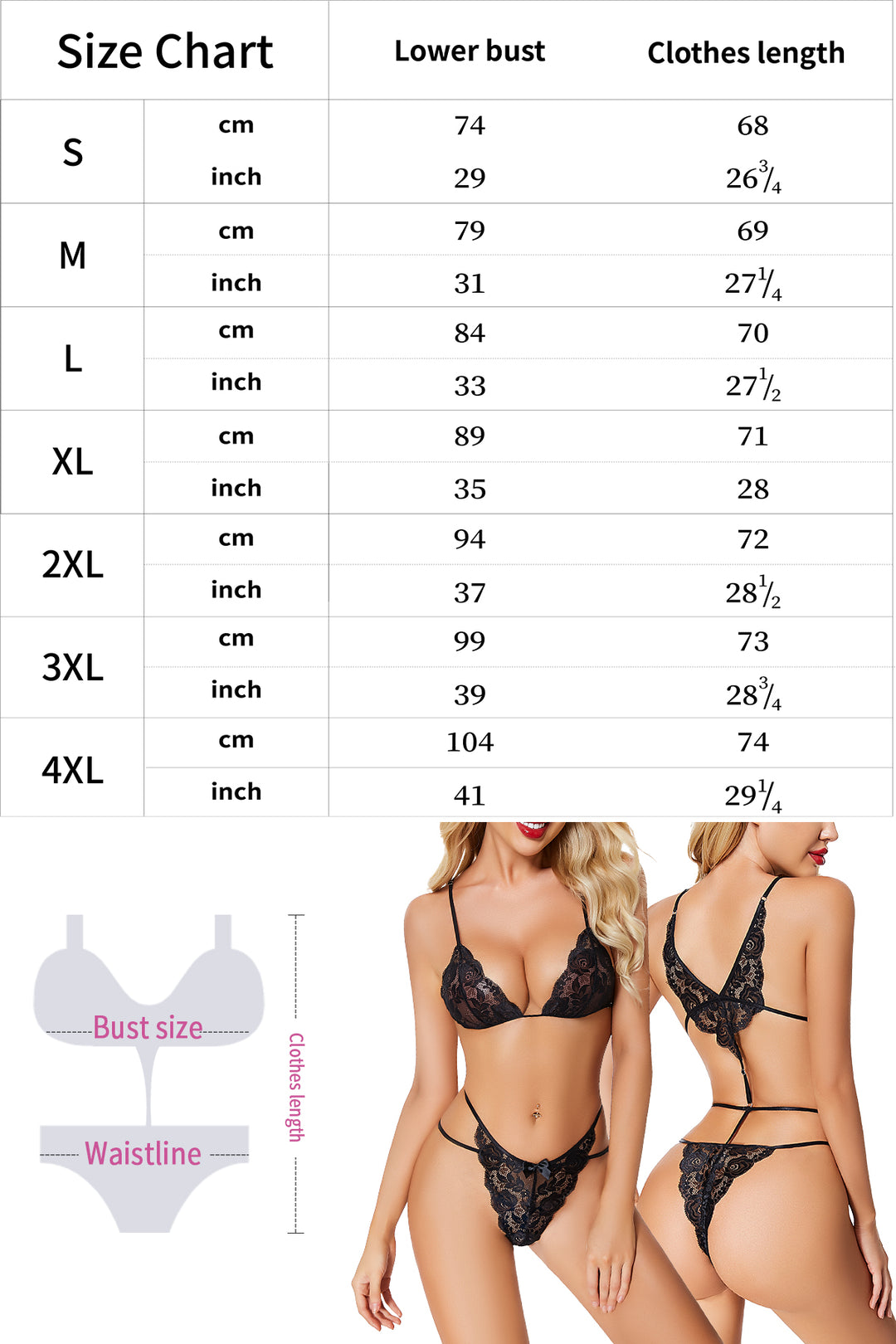 Adsexy Lingerie Lace Babydoll 2 Piece Sexy Bra And Panty