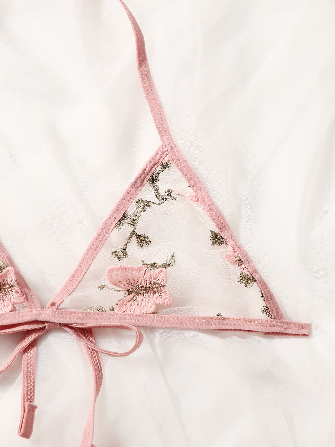 Adsexy Butterfly Embroidery Mesh Lingerie Set
